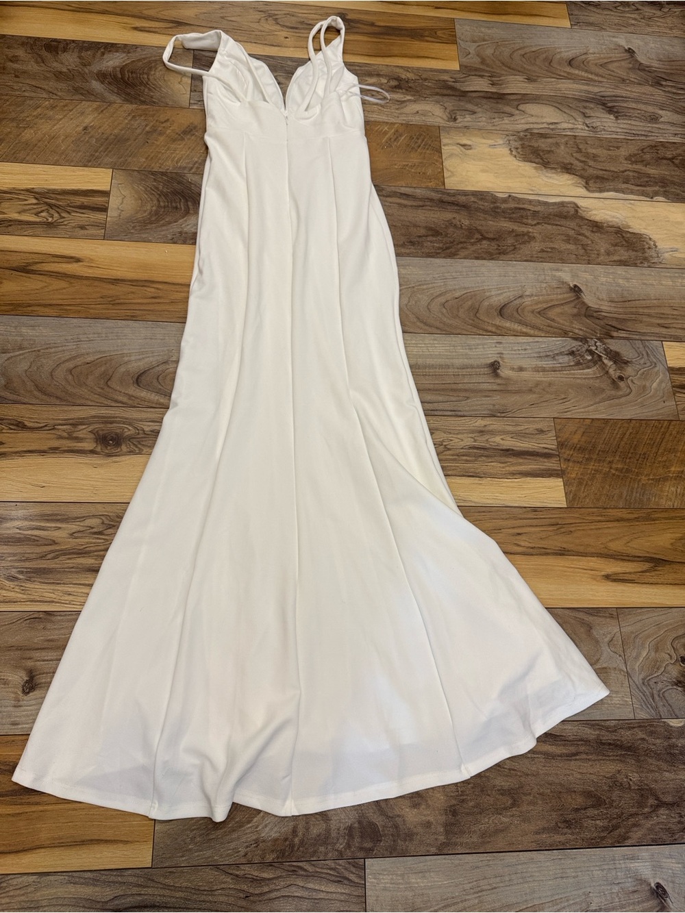 le chateau Cream Double-Strap Maxi Gown